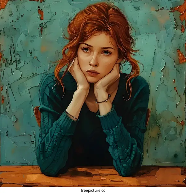 portrait of a beautiful woman with red hair and green eyes