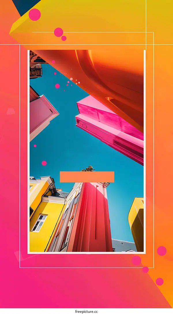 Colorful Buildings in City with Sky