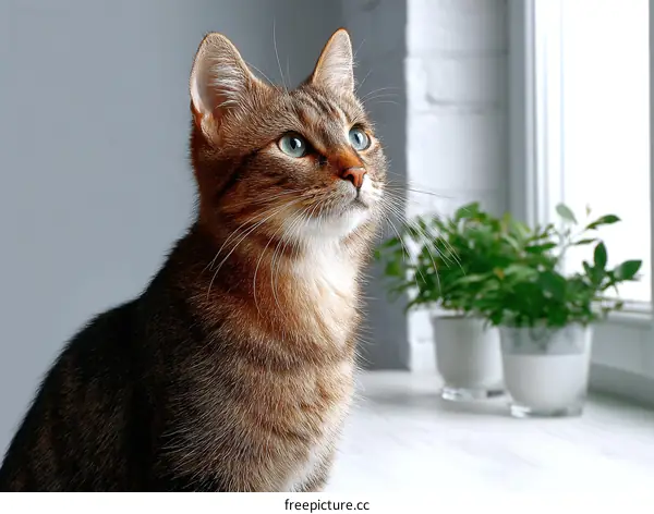 Close-up of a Tabby Cat by the Window