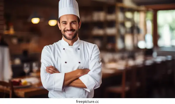 Portrait of a happy chef in a restaurant
