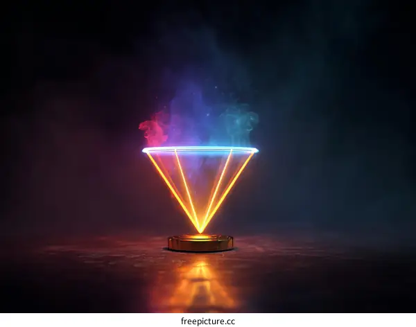 Neon Light Abstract Pyramid Display
