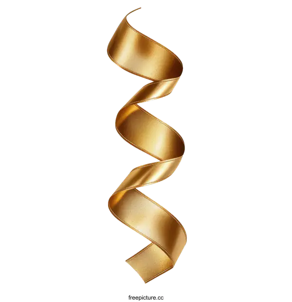 [Transparent Background PNG]Golden Ribbon in a Beautiful Spiral Design