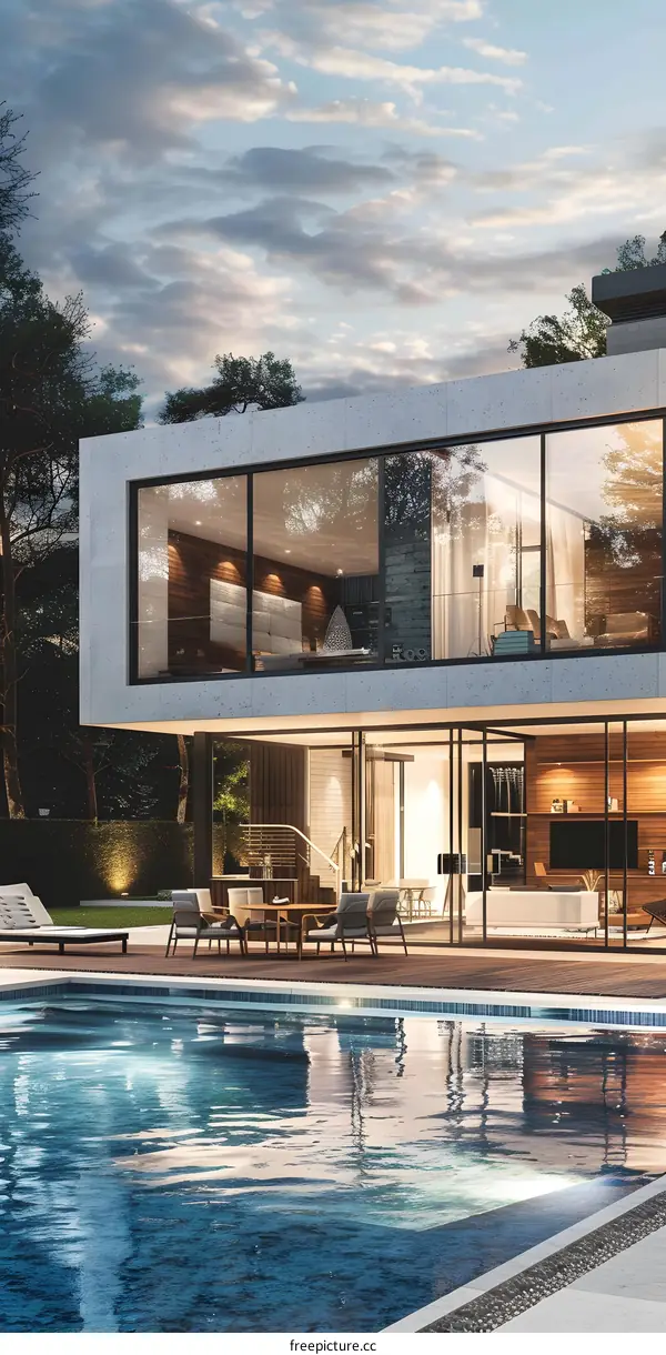 Modern Luxury Home with Pool and Large Windows