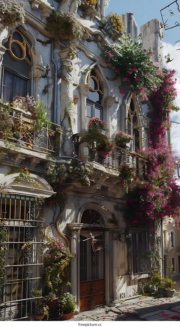 Old Building With Flowers and Vines