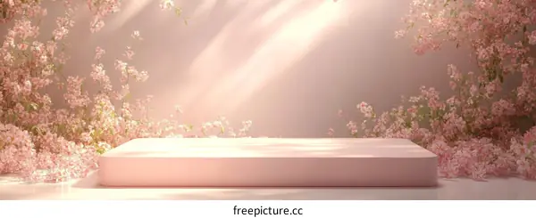 Pink Floral Display Platform Background