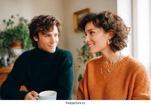 Couple Relaxing Together Indoors
