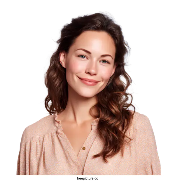 [Transparent Background PNG]Beautiful Woman Portrait with Soft Smile
