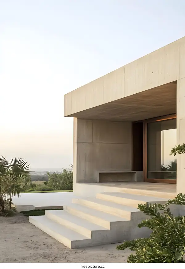 Modern Concrete House with Steps and Minimalist Design