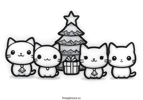 Cute Christmas Cats Illustration