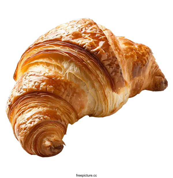 [Transparent Background PNG]Freshly Baked Croissant on White Background