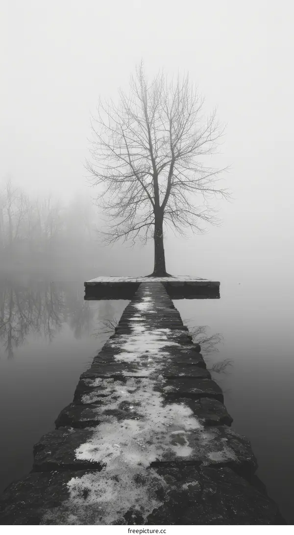 Foggy Path to Serene Tree