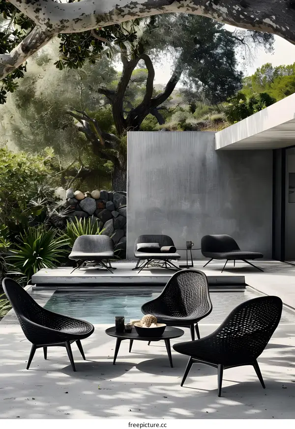 Modern Outdoor Furniture Design with Swimming Pool