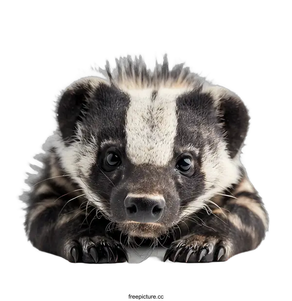 [Transparent Background PNG]Portrait of a Badger Cub on White Background