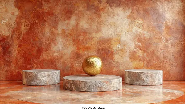 Rustic Display Podium with Golden Sphere