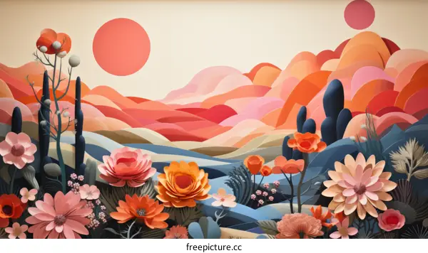 vibrant colors in an abstract landscape illustration