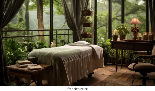 A Tranquil Spa Room with a View of the Jungle