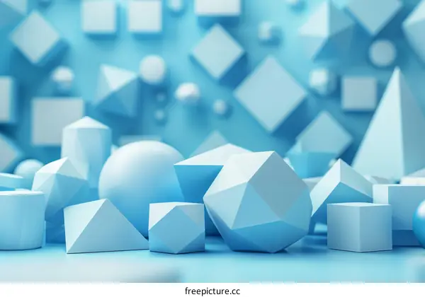 Blue geometric shapes on a blue background
