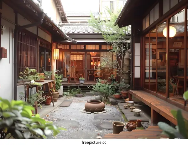 Courtyard of a traditional Japanese house