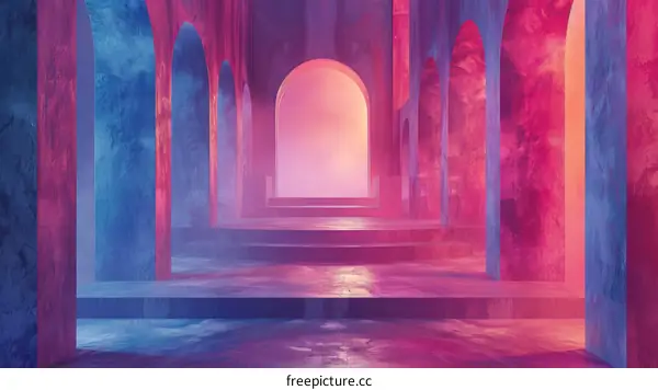 Neon Archway Abstract Architectural Design