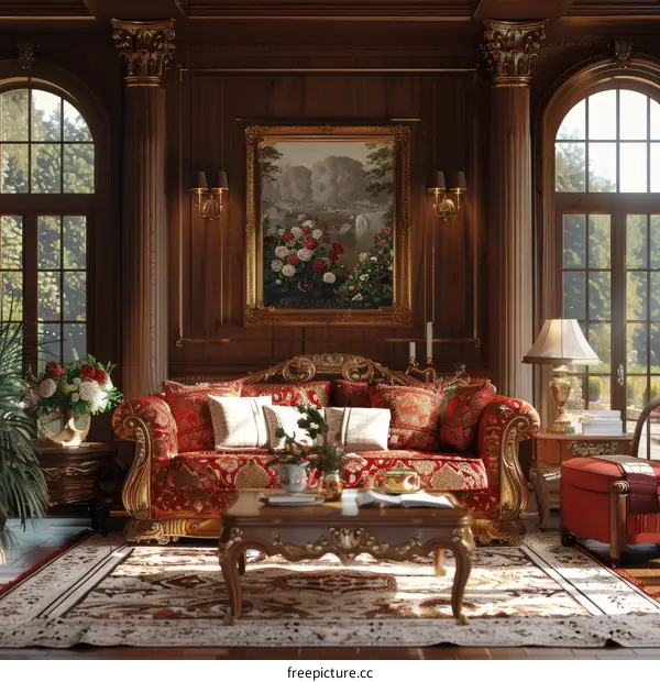 Luxury Red Living Room Interior Design