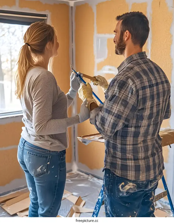 Couple Working on Home Renovation Project