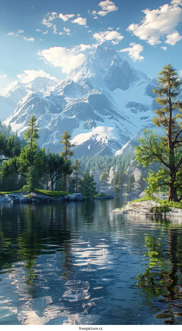 Tranquil Mountain Lake Panorama