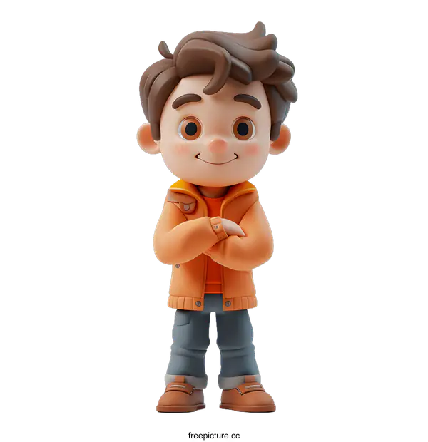 [Transparent Background PNG]3D rendering of a cute cartoon boy