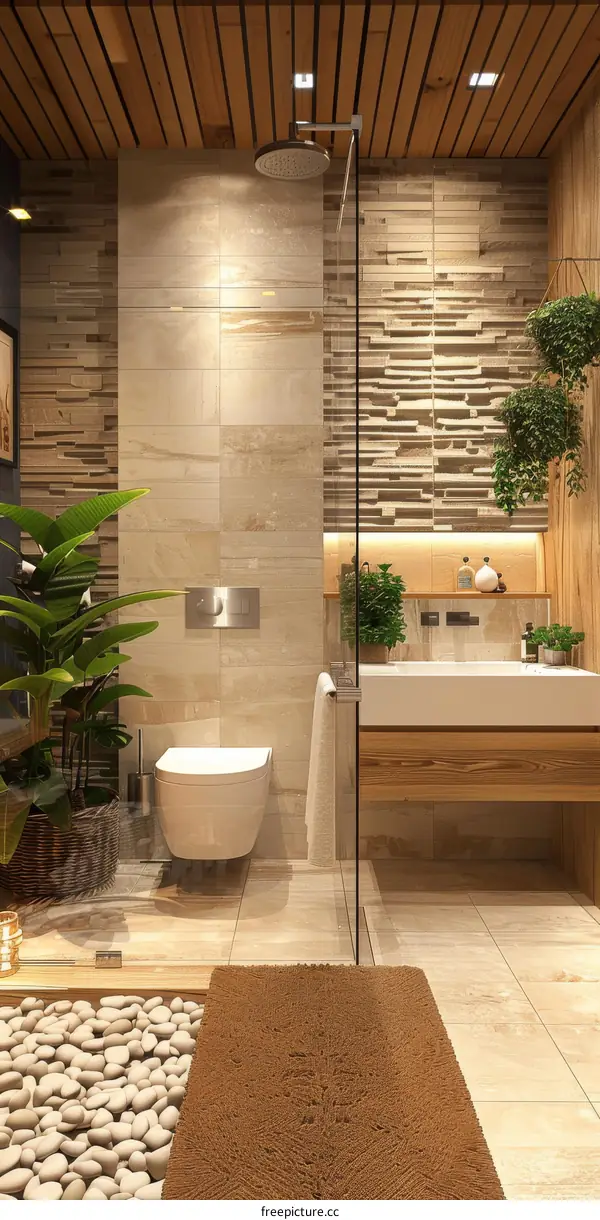 Modern Minimalist Bathroom Design with Wooden Accents