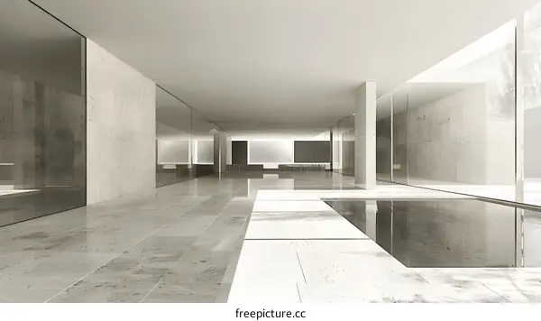 Minimalist Modern Architecture Design Concrete Walls And Glass Windows