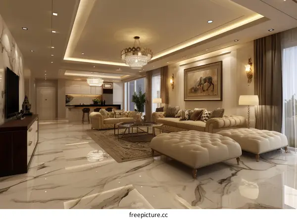 Modern Open Plan Apartment Interior Design with Stunning City Views