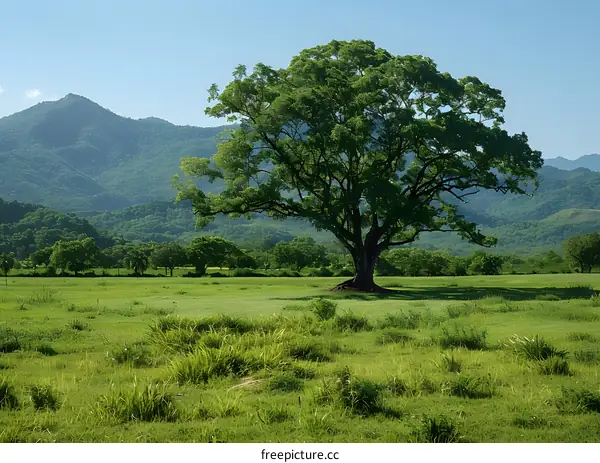 Lonely Tree in a Green Field