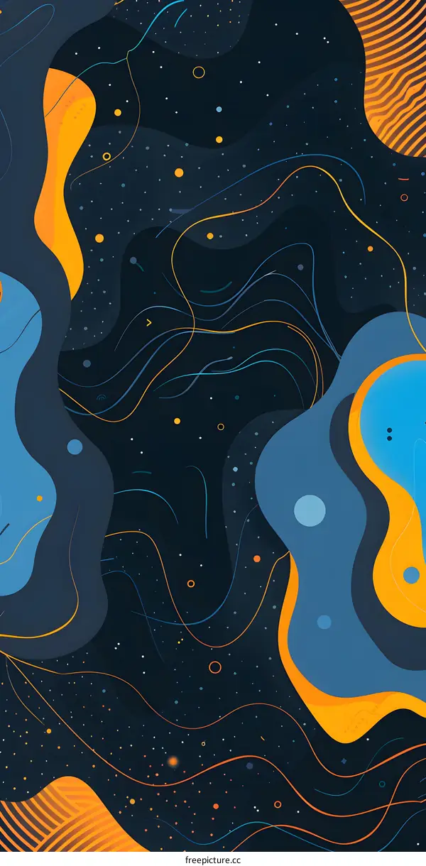 Abstract Digital Art With Blue And Orange Shapes