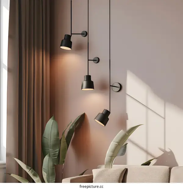 Black Modern Wall Lamps in a Living Room