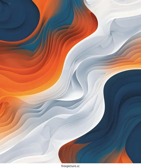 Abstract Wavy Background Design with Blue Orange and White Colors