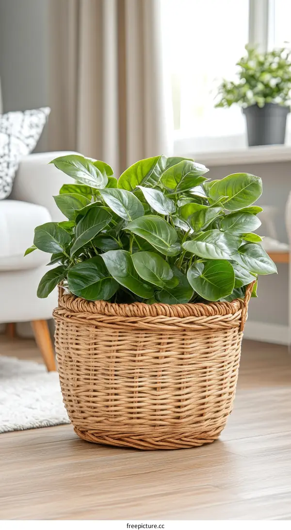 Wicker Basket with Houseplant