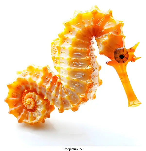 Golden Seahorse on White Background