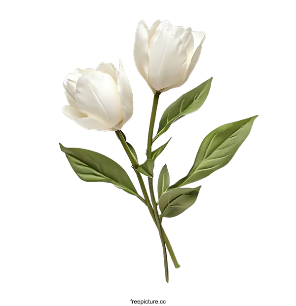 [Transparent Background PNG]Two Elegant White Flowers in a Simple Arrangement