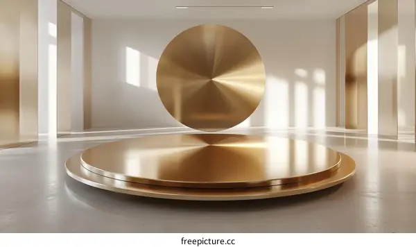 Golden Geometric Display Podium Scene