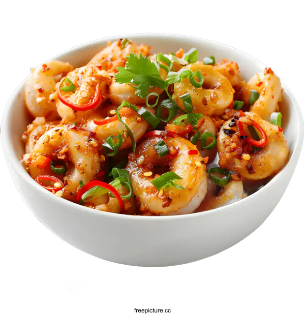 [Transparent Background PNG]Spicy Garlic Shrimp in a Bowl