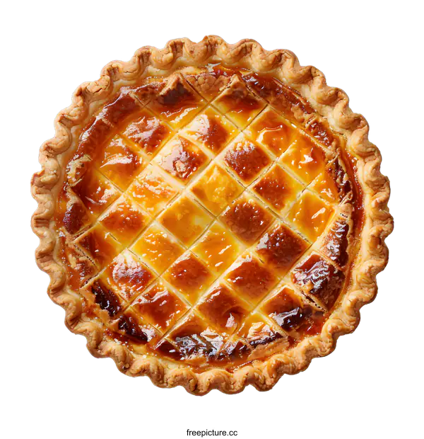 [Transparent Background PNG]Top view of homemade lattice apple pie