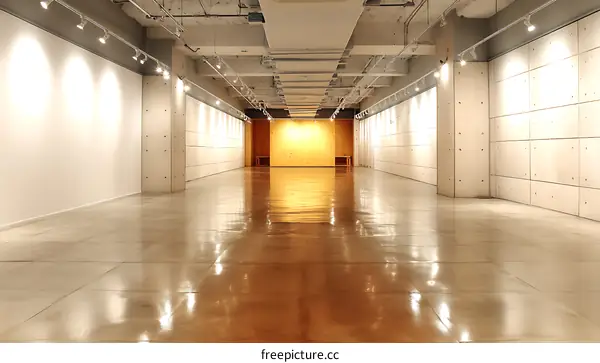 Modern Empty Gallery Space with Polished Concrete Floor