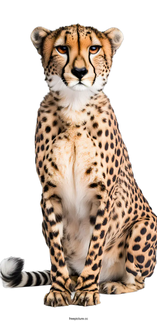 [Transparent Background PNG]Cheetah Sitting On White Background