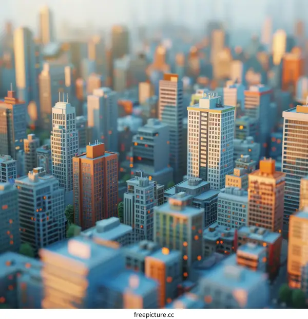 Pixelated Cityscape at Dawn