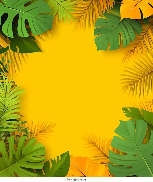 Tropical Leaves Background with Yellow