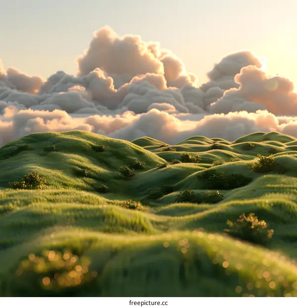 Stunning Sunset Over Green Rolling Hills