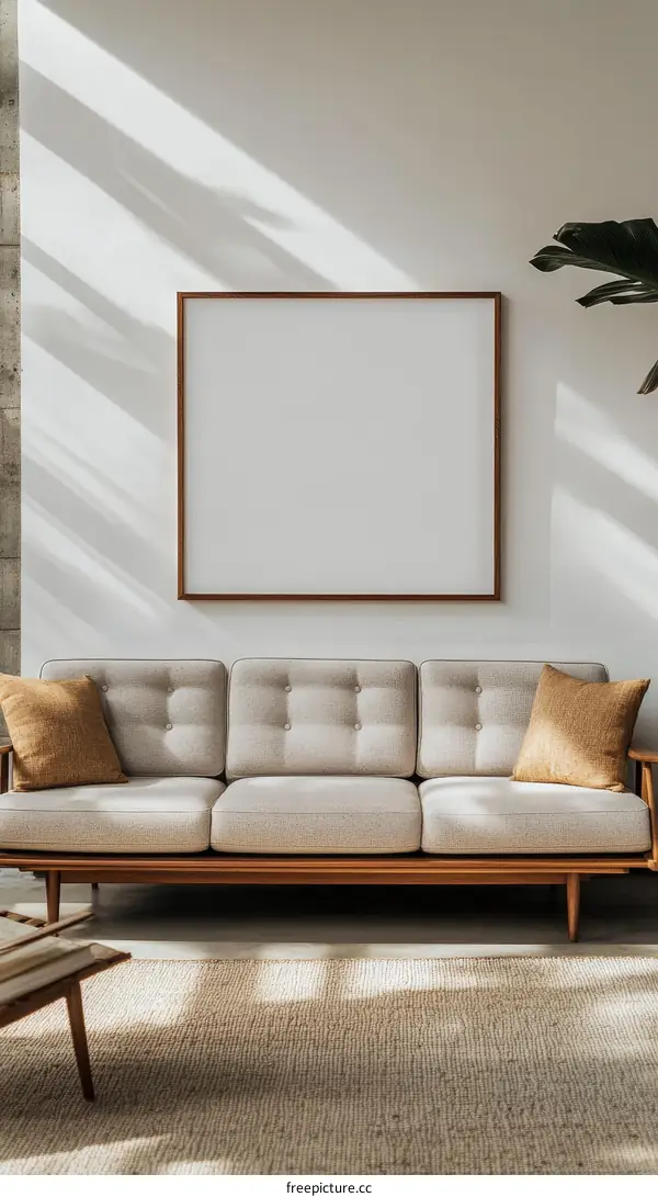 Modern Living Room Interior Design with Empty Frame