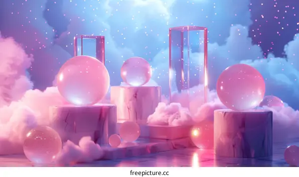 Abstract Pastel Dreamy Geometric Scene