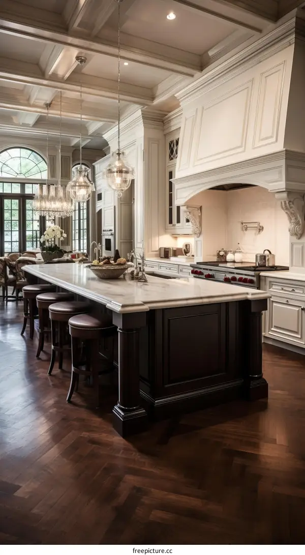 Modern Kitchen Design With Island And Hardwood Floors