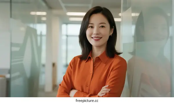 Professional Businesswoman Standing in Modern Office Environment