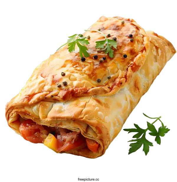 [Transparent Background PNG]Close Up of Delicious Pastry Filled with Vegetables